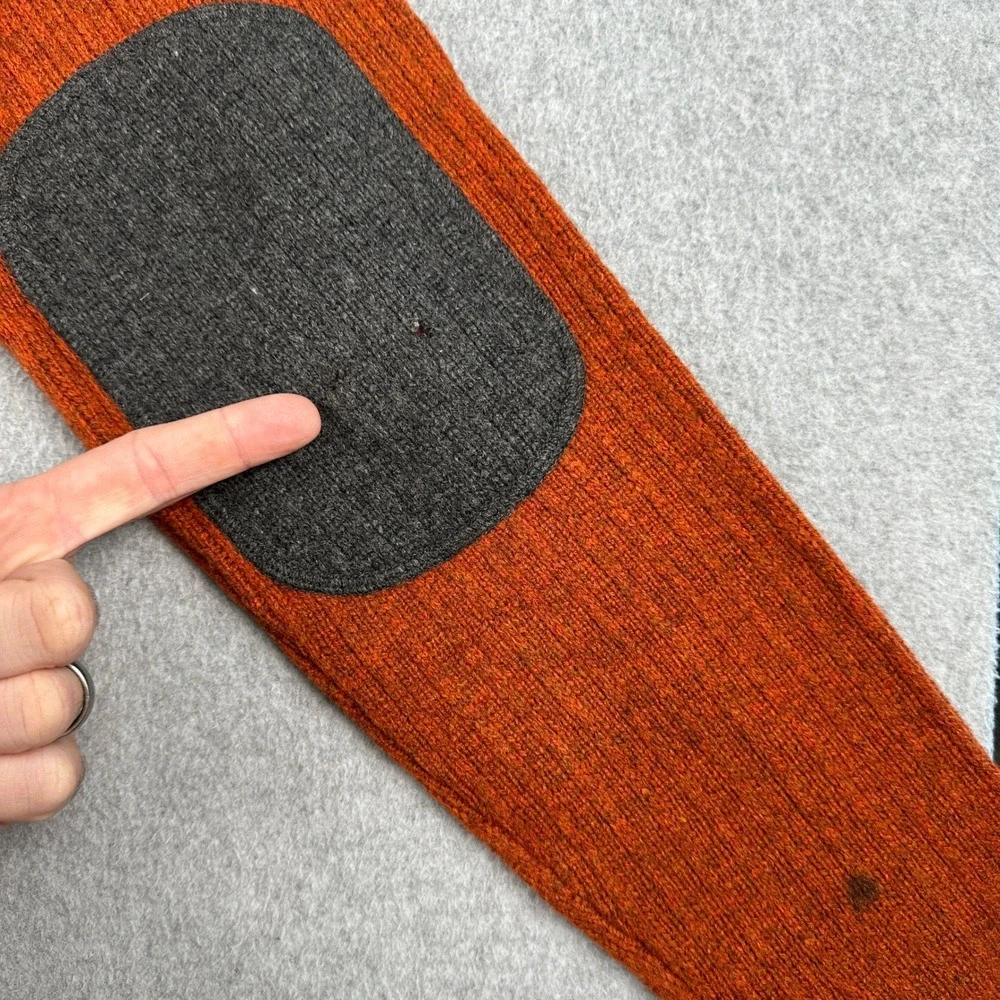 Banana Republic Sweater Mens M Orange Lambswool Cashmere 1/4 Zip‎ Elbow Patches